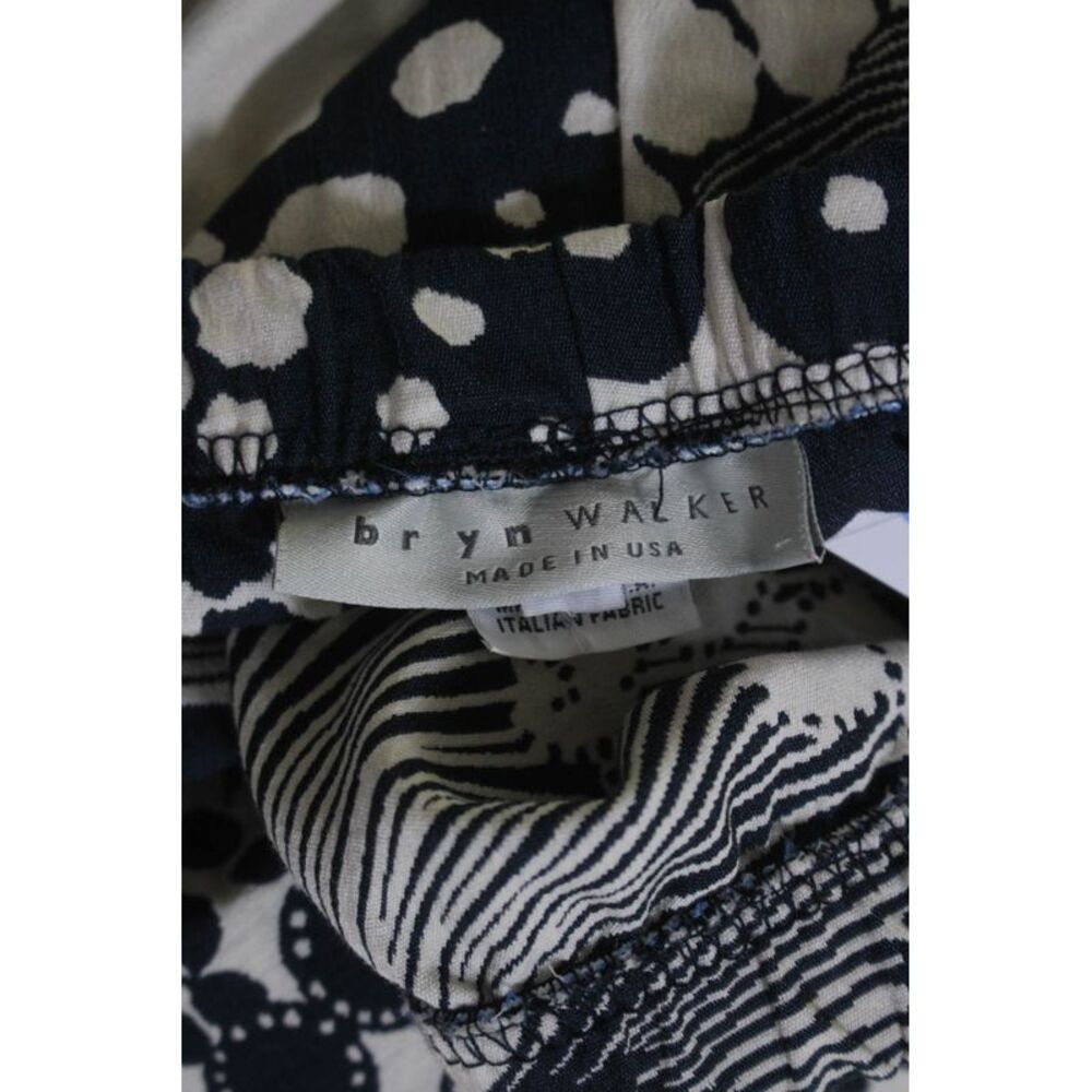 Bryn Walker Womens Cotton Abstract Elastic Waist High-Rise Pants Navy Size M - Picture 4 of 6